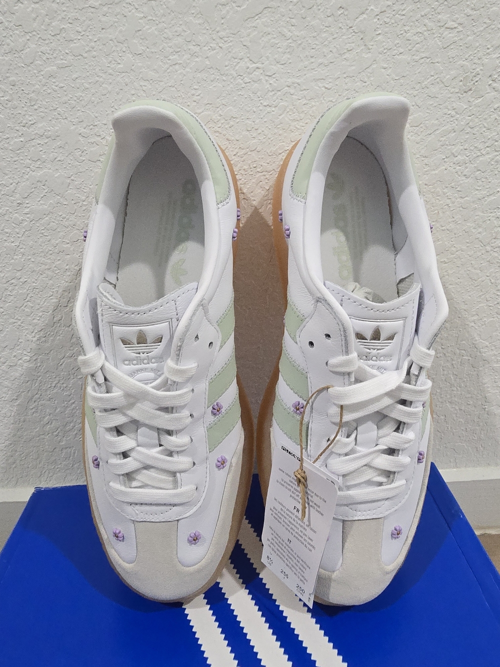 Adidas Women's Samba Platform Sneakers in White & Mint with Lavender Details - Picture 4 of 9